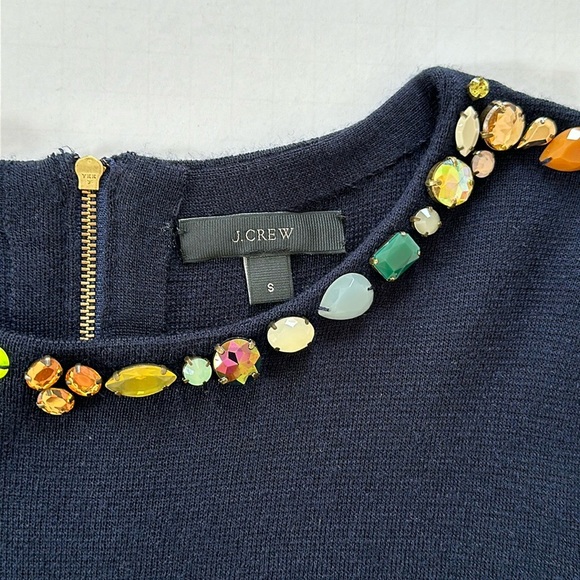 J. Crew Jeweled Crewneck Sweater Navy - Picture 3 of 6